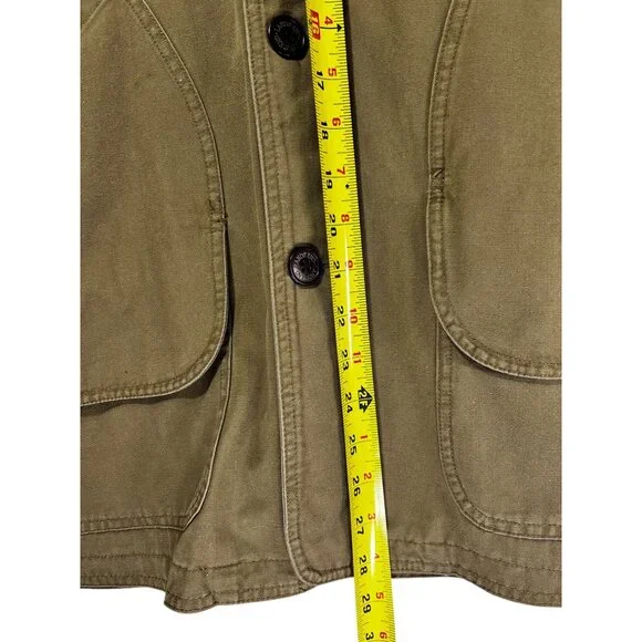 Lands End Mens Canvas XL Barn Coat Corduroy Collar Button Front Brown Tan Lined - Picture 15 of 16
